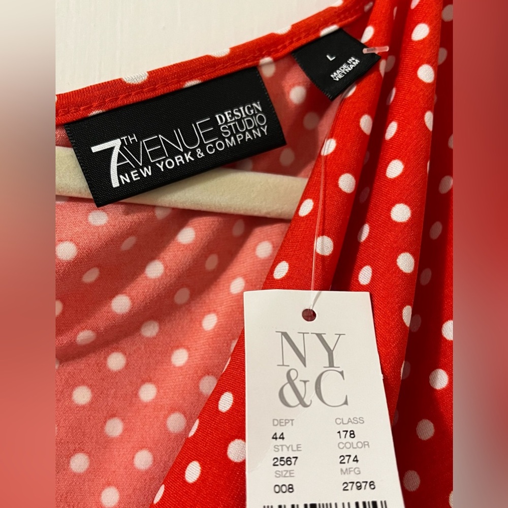 New York & Company Polka Dot Red top - Picture 2 of 2